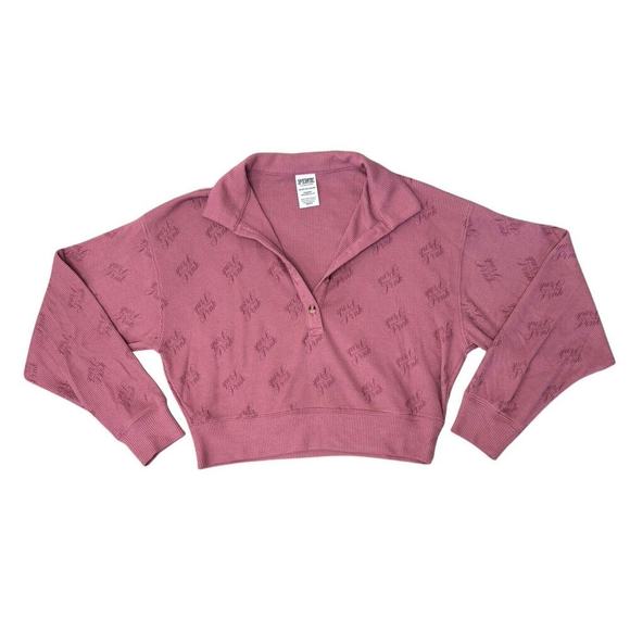 Victoria’s Secret PINK Thermal Waffle Knit Jogger Pants Top Set Soft Begonia XS - Picture 3 of 14